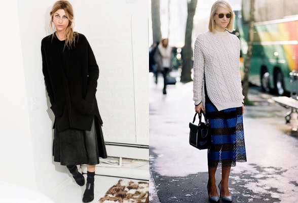 Jupe midi + pull long