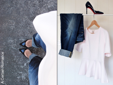 Top péplum + jean boyfriend