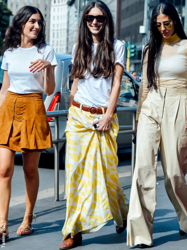 Jupe longue + tee-shirt blanc