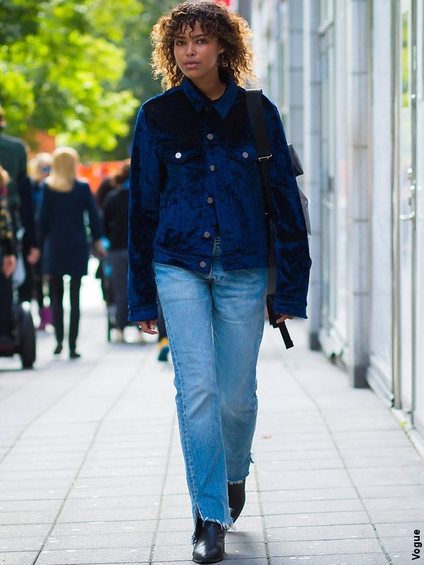 Chemise en velours bleu