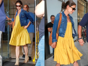 La petite robe jaune de Katie Holmes