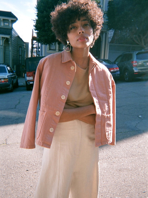 Rose tendre + blanc + camel = le bon mix