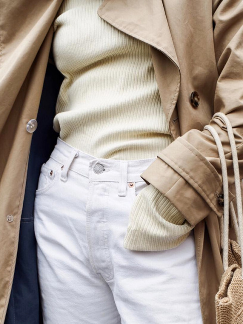 Oui au trio toile camel/maille jaune ultra dlav/denim blanc !
