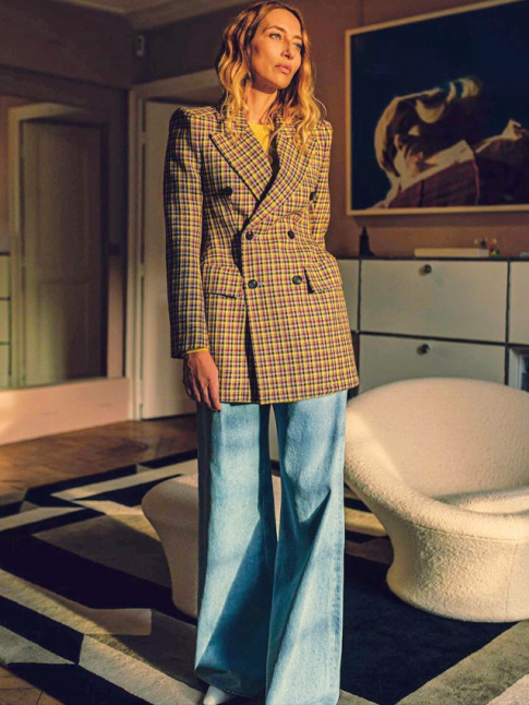 Jean flare + long blazer structur = le bon mix