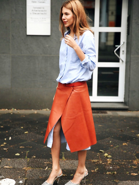 Robe chemise + jupe portefeuille = le bon mix