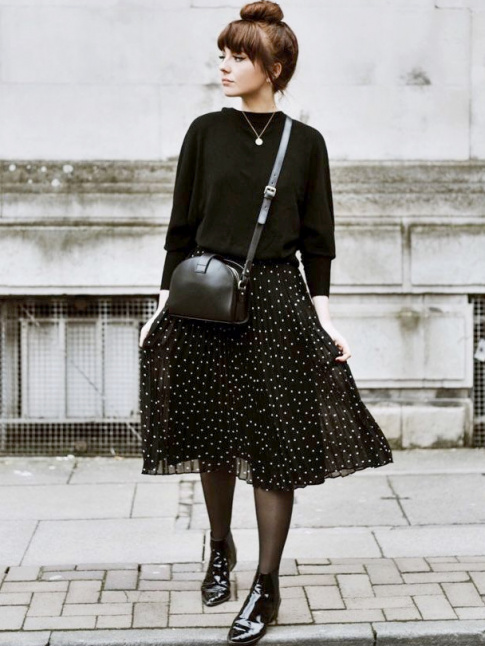 Pice  pois + total look noir = le bon mix