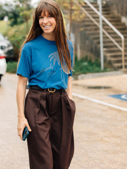 Bleu crulen + marron tirant sur l'aubergine = le bon mix