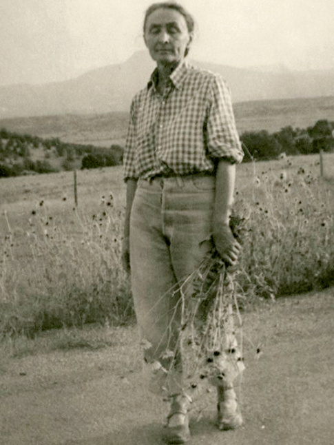 Mlant chemise vichy un brin ample, jean large 7/8 et coiffure fminine, ce look de Georgia O'Keeffe a tout bon !