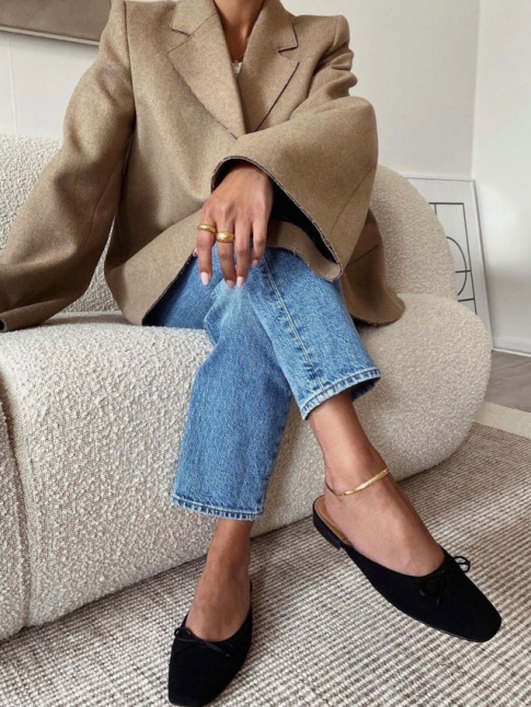 Blazer oversize + ballerines mules = le bon mix