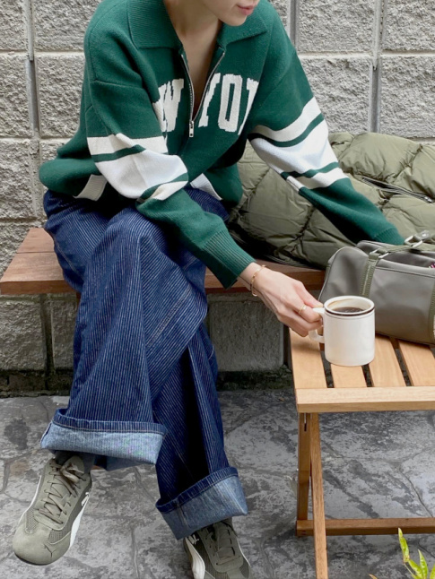 Wanted : un jean large  fines rayures !