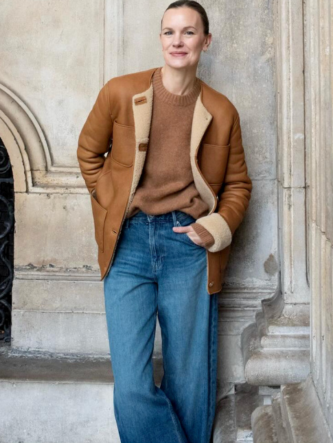 Envie d'une veste en shearling sans col !