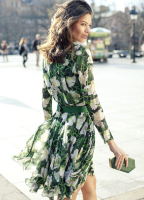 Robe verte + pochette