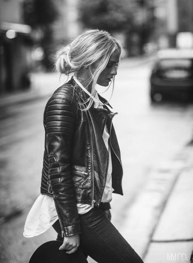 Rien de tel qu'un perfecto masculin pour accompagner une coiffure coiffée/décoiffée