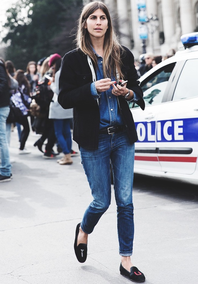 Total look jean + pointes de noir = le bon mix