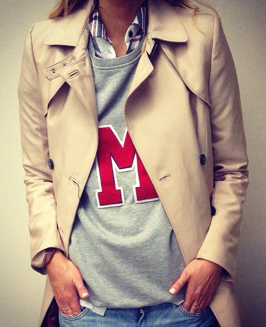 Rien de tel qu'un sweat pour twister un sage trench camel !