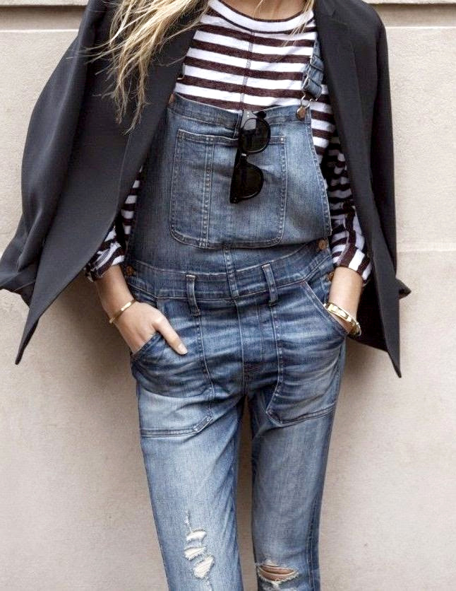 Marinière + salopette légèrement destroyed = le bon mix