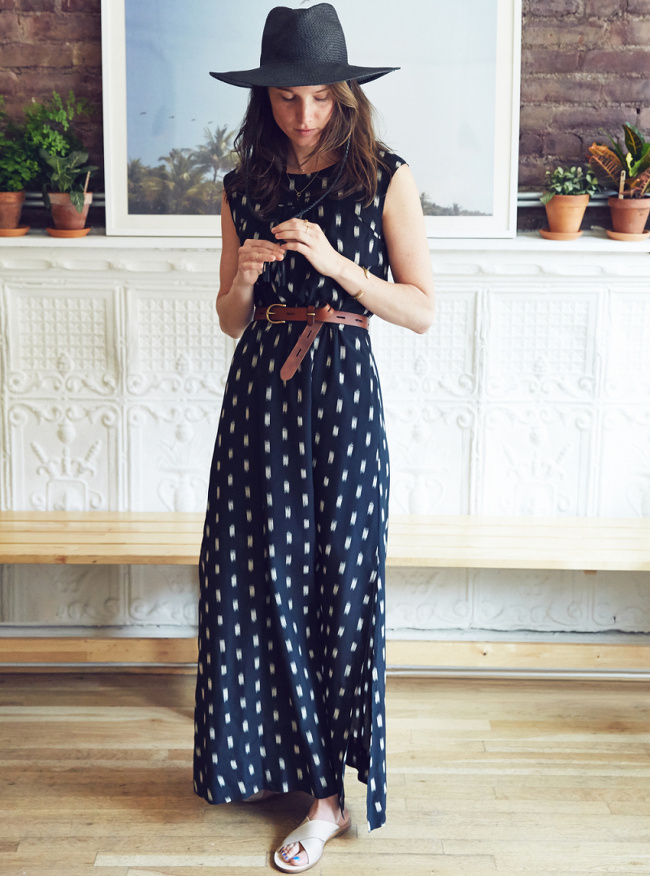 La ceinture en cuir marron, le meilleur alli� de la robe longue !