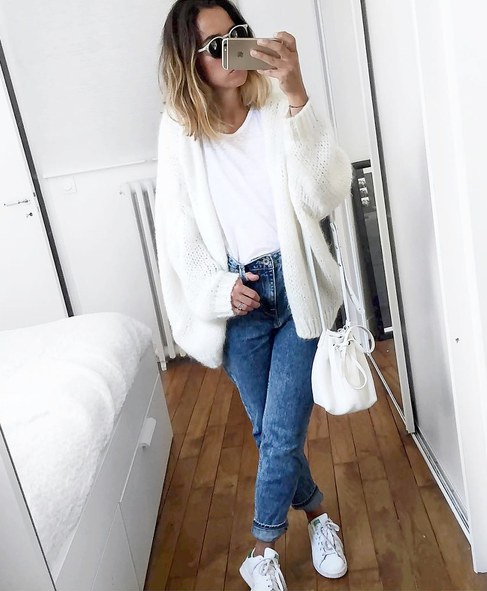 Oui au duo blanc/faux blanc relev� d'une pointe de denim !