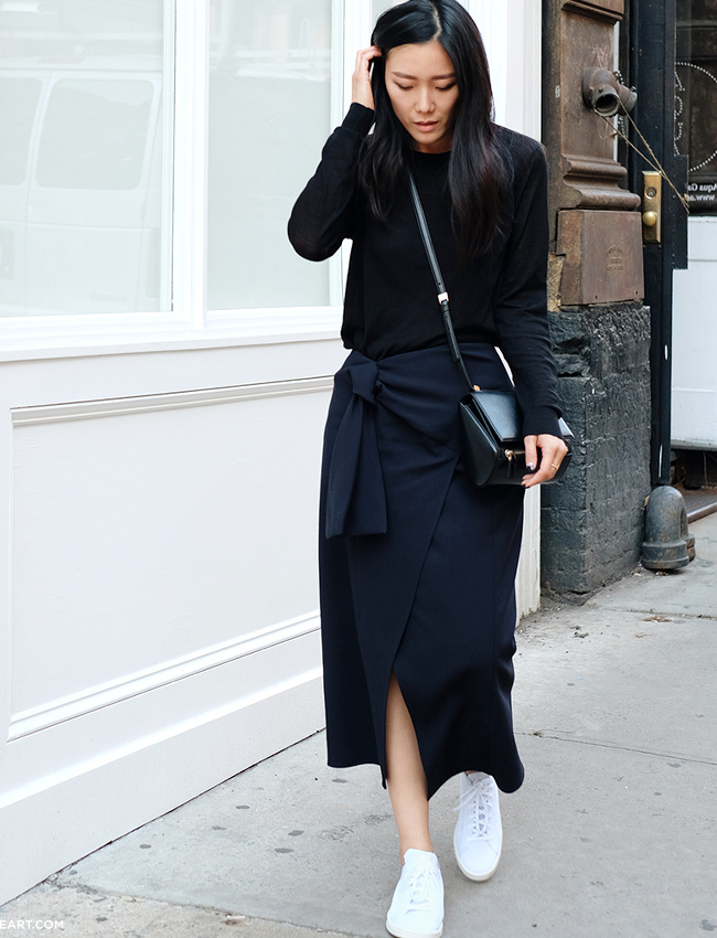 Oui � la jupe portefeuille semi-longue !