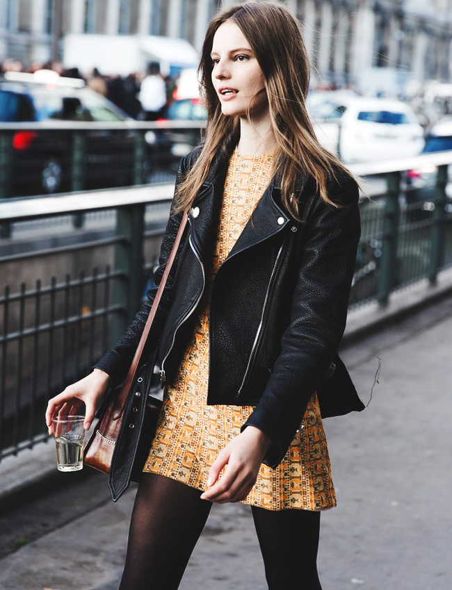 Robe sixties + perfecto = le bon mix