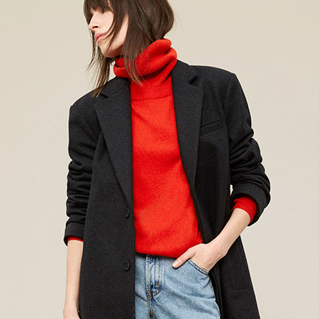 Oui au pull col roul� port� le col d�roul� !