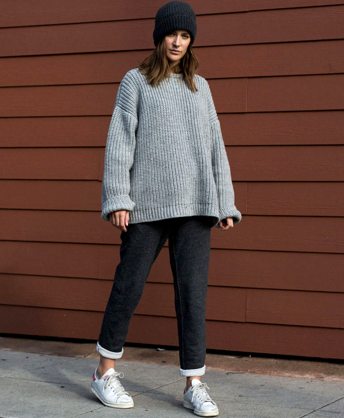 Grosse maille + molleton = un mix aussi cool que cosy