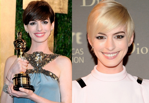 Anne Hathaway de brune  blonde