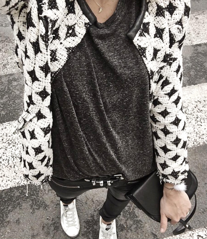 Trait� en mode cool, le tweed a toute sa place au sein d'un look casual rock