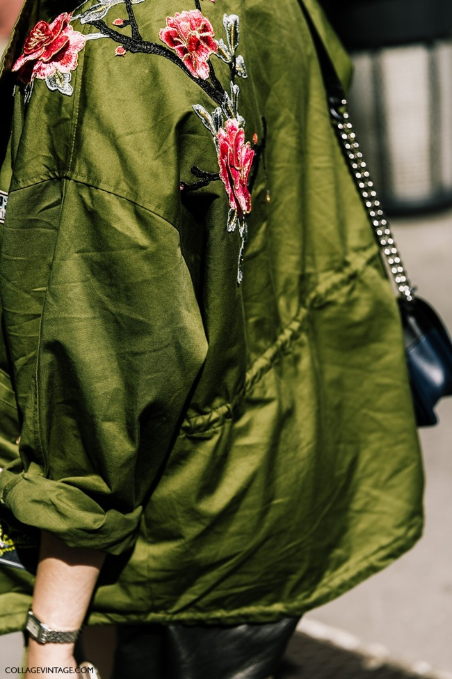 Cette saison, le kaki d�joue sa nature militaire en se parant de fleurs brod�es