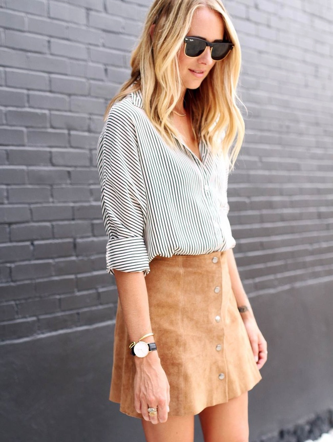 Les rayures verticales si�ent bien au daim fauve !