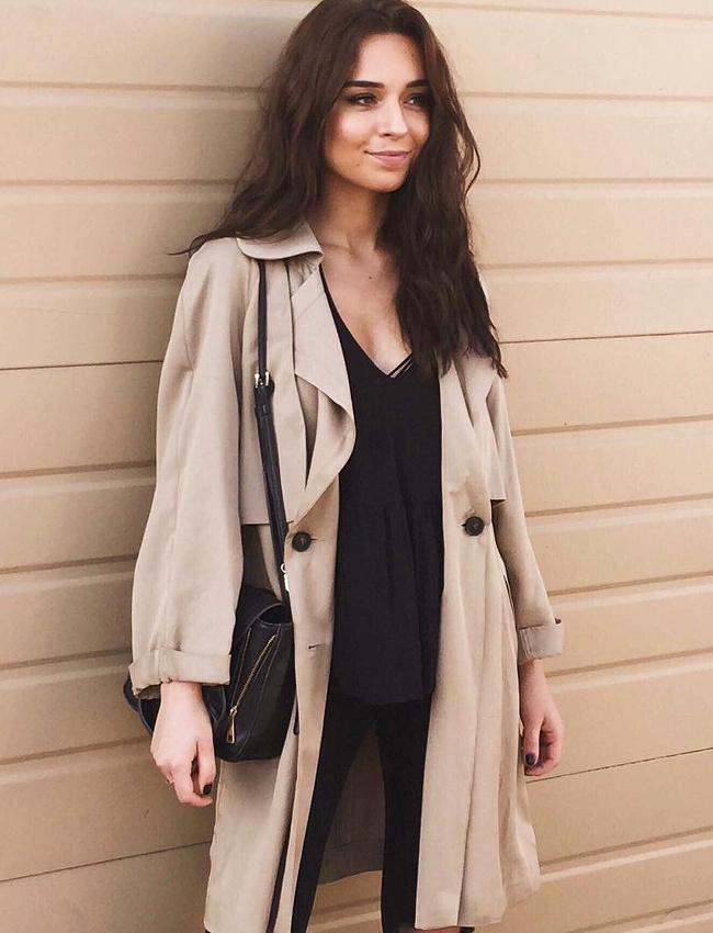Oui au duo ample trench camel/look carbone !