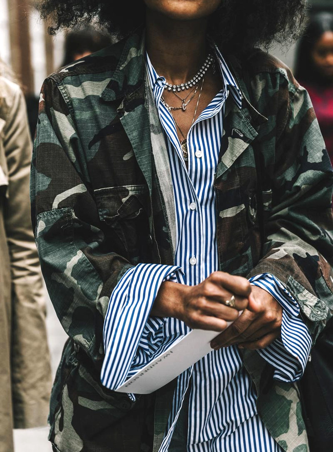 Rayures verticales + imprim� camouflage = le bon mix