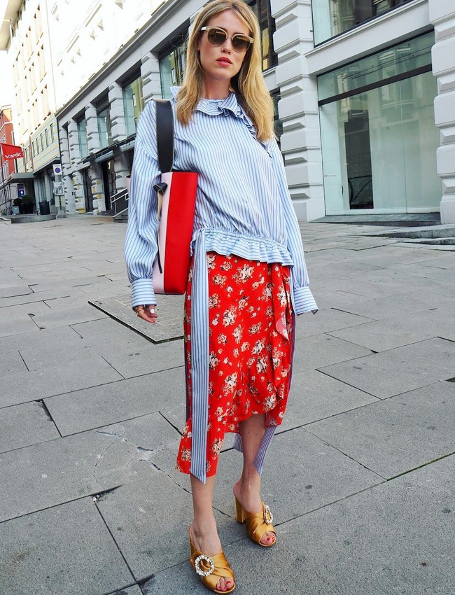 Rayures pyjama + imprim� fleuri = le bon mix