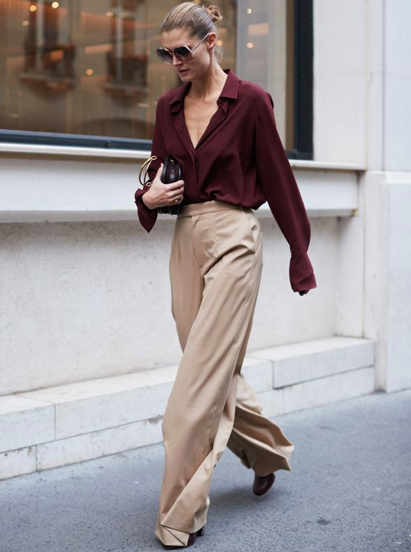 Le pantalon large taille haute, la pi�ce classique/chic du moment