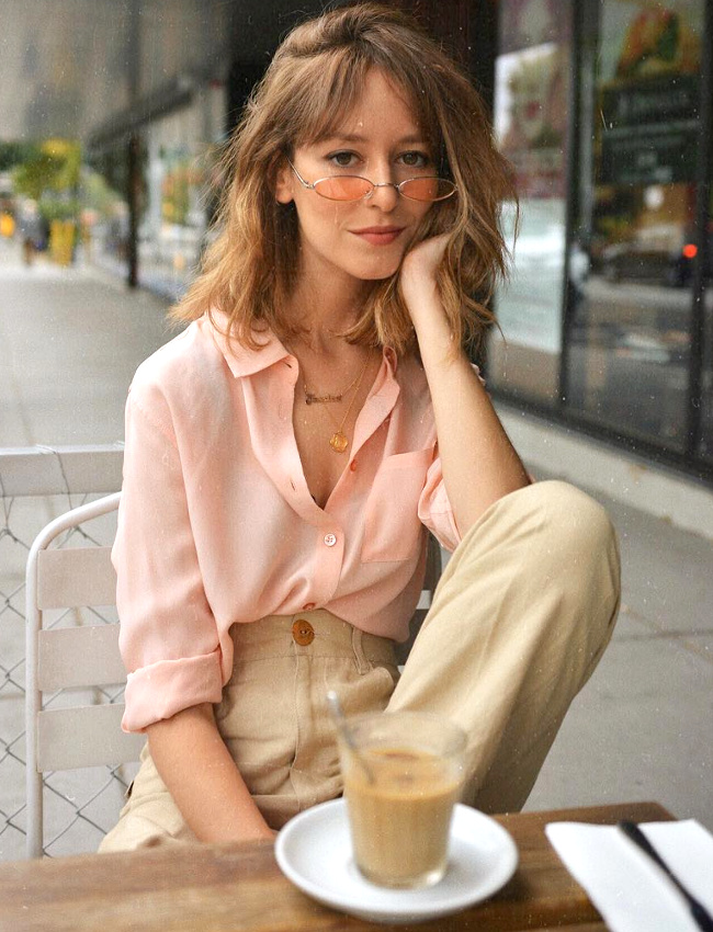 Rose p�le + camel + touche de dor� = le bon mix