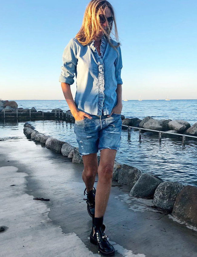 Duo de denim + boots noires = le bon mix