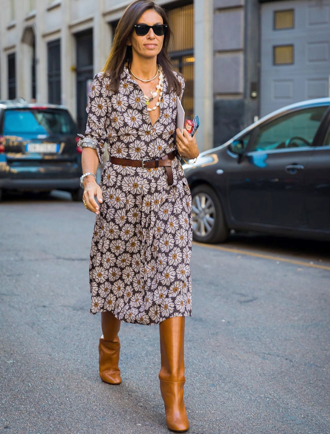 Rien de tel qu'une paire de bottes marron pour r�chauffer une robe automnale !