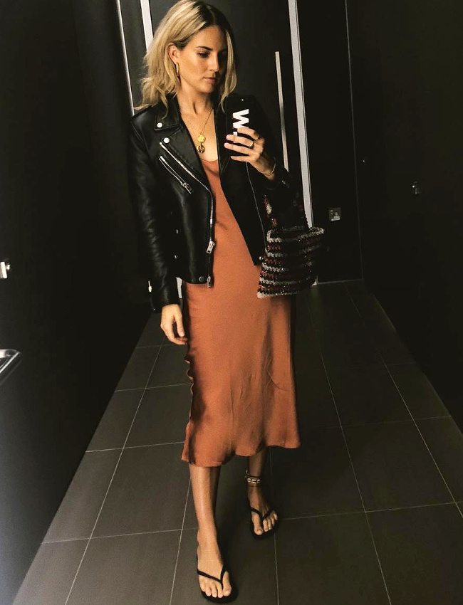 Perfecto + slip dress = le bon mix