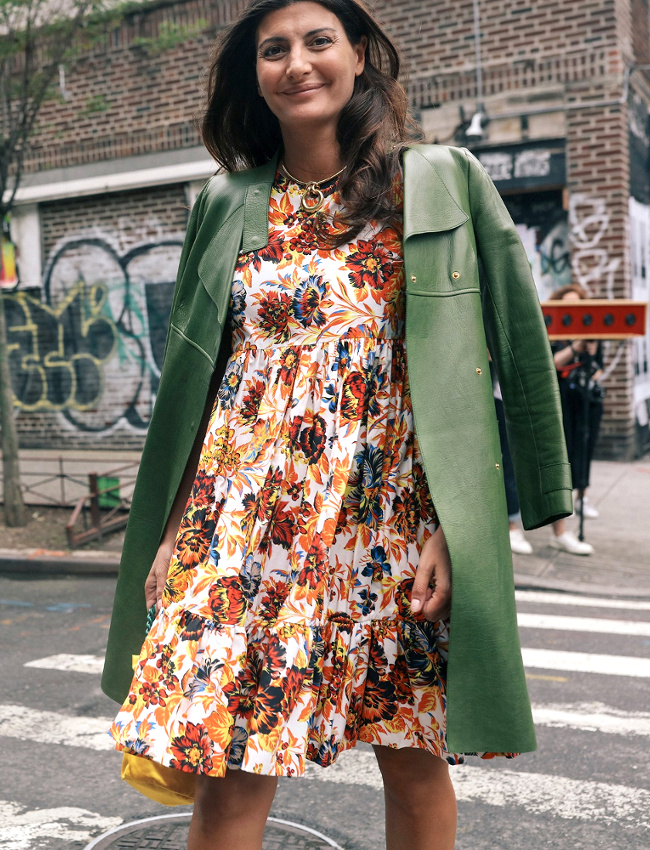 Imprim� fleuri orang� + vert amande = le bon mix