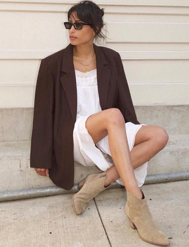 Oui au blazer XL port� en guise de maxi gilet doudou !