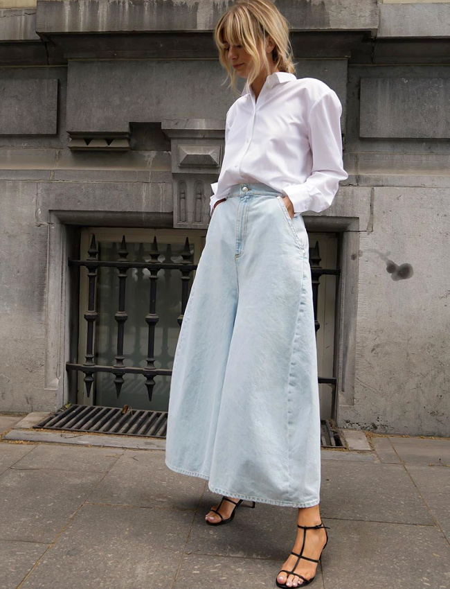 Pour ou contre la jupe culotte longue en jean ?
