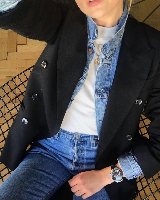 Oui � la superposition blazer/veste en jean !