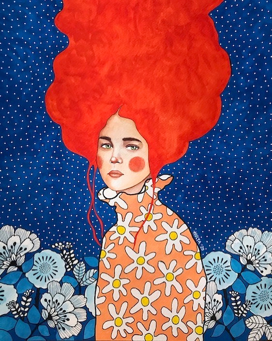 Chevelure rousse + bleu outremer = le bon mix