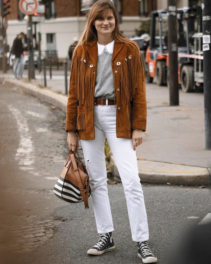 Pour ou contre le mix col Claudine festonn�/blouson � franges ?