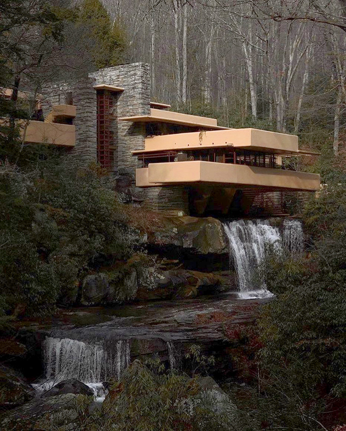 M�lant lignes �pur�es et pierres brutes parfaitement agenc�es, Fallingwater fascine