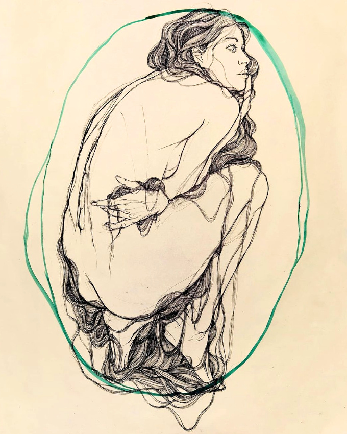 M�lant esprit Art d�co, �pure contemporaine et pr�cision intime, ce dessin interpelle