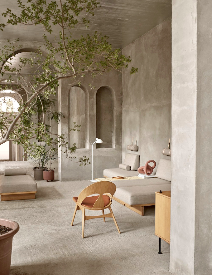 B�ton + bois clair + v�g�tation int�rieure = le bon mix