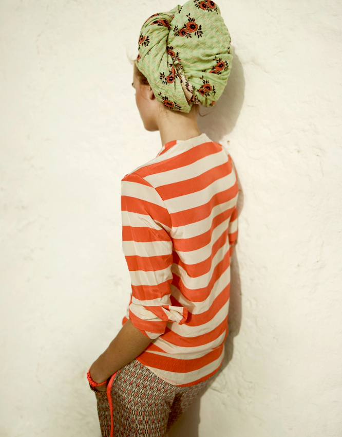 Rayures orang�es + vert d'eau = le bon mix