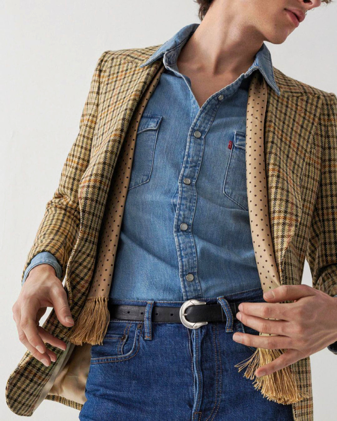 Combo de jean + tweed = le bon mix