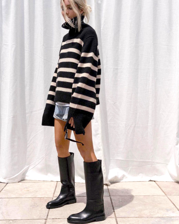 Porter son short avec un gros pull : l'un des petits plaisirs des demi-saisons !